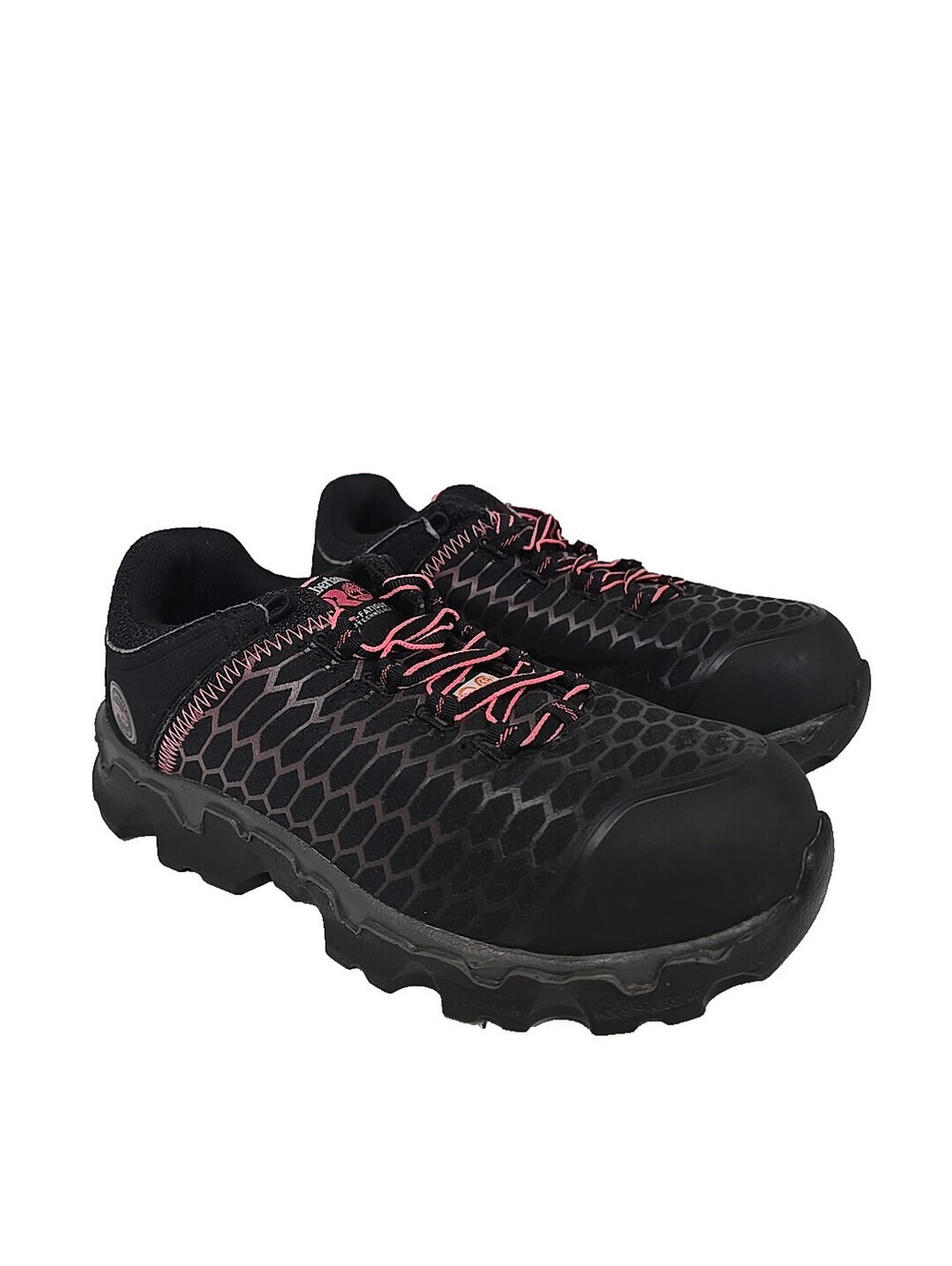 Timberland PRO Women's Powertrain Alloy-Toe Work Shoes A1RTM Black/Pink 7W